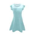 thumbnail image 3 of Robes d'Été Décontractées pour Filles Robe de Fête pour Enfants Manches à Volants en Maille Design en Ligne avec Poches pour 4 à 11 Ans, 3 of 4