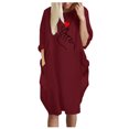 thumbnail image 1 of Robes pour Femmes Mode Hiver Grande Taille Décontractée Ample avec Poches Aguichant Imprimée Robes à Manches Longues pour Femmes en Liquidation, 1 of 3