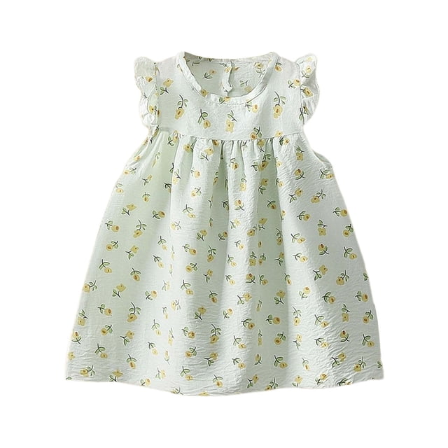 MEZZALL Robes d'Été pour Filles Imprimé Floral Robe Confortable Décontractée pour Sorties Quotidiennes 3-4 Ans Coupe Décontractée Robe d'Été pour Bébé