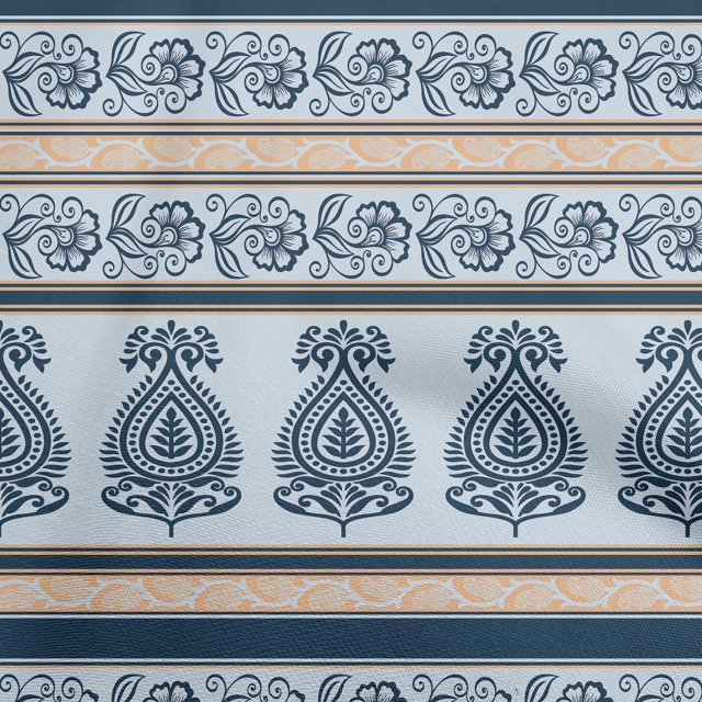 oneOone Georgette Viscose Light Blue Fabric Asian Block Craft Projects Decor Fabric Printed By The Yard 42 Inch Wide
