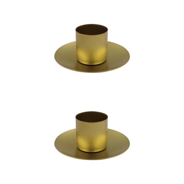 Thinsony Pillar Candle Holder Candlelight Home Decor Party for Dining Christmas Gold Small 2Set