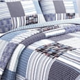 thumbnail image 3 of Comforter Set Queen Size  3-Piece Coverlet Set for Night Sleep  Bedding Quilt with Green Yellow Blue Plaid Striped Real Patchwork, 3 of 4