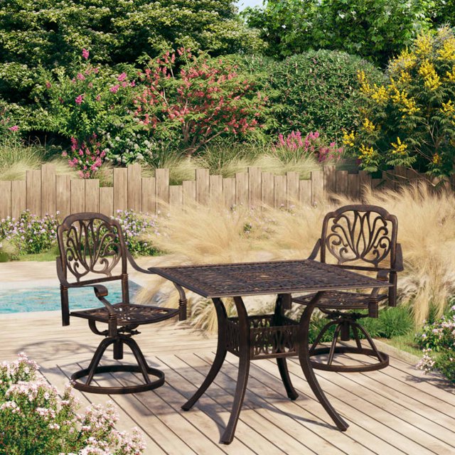 vidaXL Ensemble Bistro 3 Pcs Aluminium Coulé Bronze