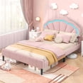 thumbnail image 2 of Costway Queen Size Upholstered LED Bed Frame Soft Velvet Platform Bed with Flower Headboard, 2 of 9