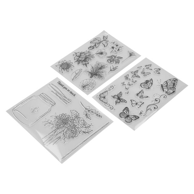 Clear Stamp3Pcs Timbre Transparent Plante Scrapbooking Timbre Transparent Timbres Artisanat Exceptionnel