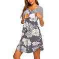 thumbnail image 4 of Dvkptbk Robe de Travail et d'Accouchement, Chemise de Nuit d'Allaitement, Chemises de Nuit de Maternité pour l'Allaitement Maternité Col Rond Imprimé Patchwork Manches Courtes Allaitement Femme Enceinte Robe de Nuit d'Allaitement, 4 of 7