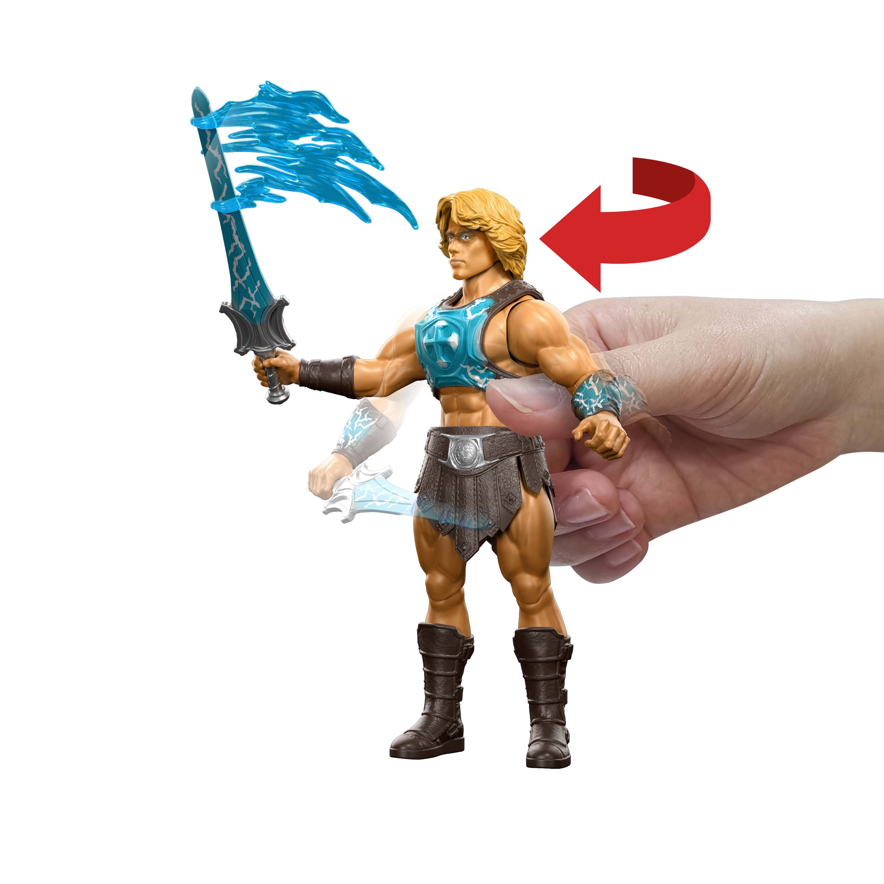 Masters of the Universe He-Man Power Sword Slash Feature Figure Toy, 5.5 Inch Twist & Release Action