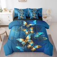 thumbnail image 1 of YST Butterfly 7-Piece Comforter Set, Chic Animal Bedding, Blue and Gold, Floral Patterns, Full, 1 of 4