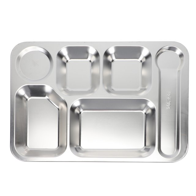 MasteelfCA 1 Pce Assiette en Acier Inoxydable Assiette Divisée pour Fruits Assiette de Petit-Déjeuner (Argent)