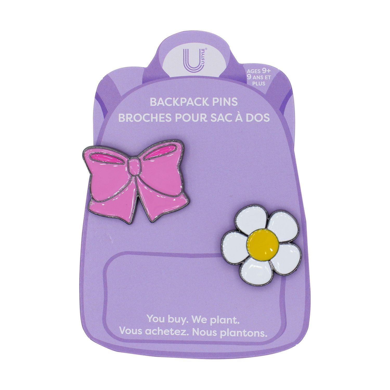 U Style Épingles de Sac à Dos 2 Pièces, Thème Noeud Marguerite