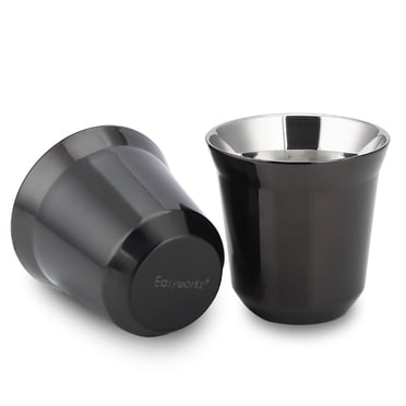 Easyworkz Tasses à Espresso en Acier Inoxydable à Double Paroi Isolées 5 oz Noires (Ensemble de 2)