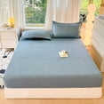 thumbnail image 2 of JilgTeok 1 Packs Fitted Sheet Bedclothes Checkered Solid Color Soft Comfortable Skin Friendly Machine Washable Sheets Home Dorm Bedding Supplies, 2 of 6