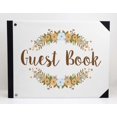 thumbnail image 3 of Darling Souvenir White Floral Wreath Printed Wedding Guest Book Hardbound Cover Sign In Book Registry Scrapbook-9 x 12 Inches, 3 of 5