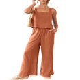 thumbnail image 4 of Women‘s 2 Piece Outfits Square Neck Cotton Tank Crop Top Wide Leg Pants Matching Lounge Set Tracksuit Pockets, 4 of 8