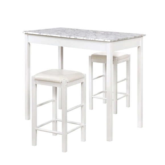 Ensemble de 3 pièces style taverne Hampton en faux marbre, blanc