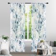 thumbnail image 1 of Plant Leaves Sheer Curtains 84 Inches Long 2 Panels, Blue Semi Sheer Curtains Light Filtering, Spring Summer Soft Textured Drapes for Bedroom Living Room Dining Room Window, 52" X 84", 1 of 5