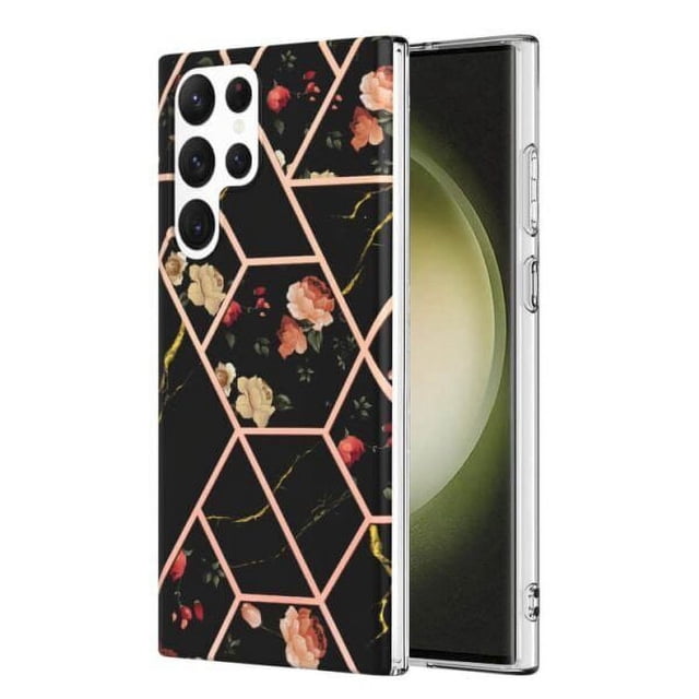 Samsung Galaxy S23 Ultra Case Diamond Platinum Collection Hybrid Bumper Protective Phone Case, Soft, Sleek Protection, Slim Design, Matte Finish - Black
