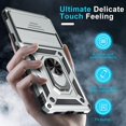 thumbnail image 4 of KOMI Compatible avec Google Pixel 7a Étui avec Couvercle Coulissant Intégré pour Objectif d'Appareil Photo + Protecteur d'Écran + Support Anneau pour Doigt avec Béquille, Étui de Téléphone Robuste Antichoc Protection Intégrale, 2023 Argent, 4 of 5