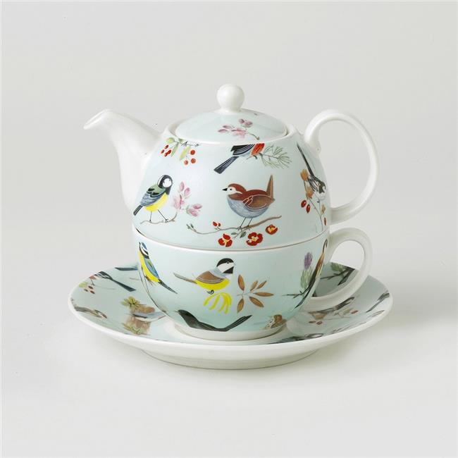 TEA FOR ONE Teapot with Tea Cup and Saucer - BIRD SONG