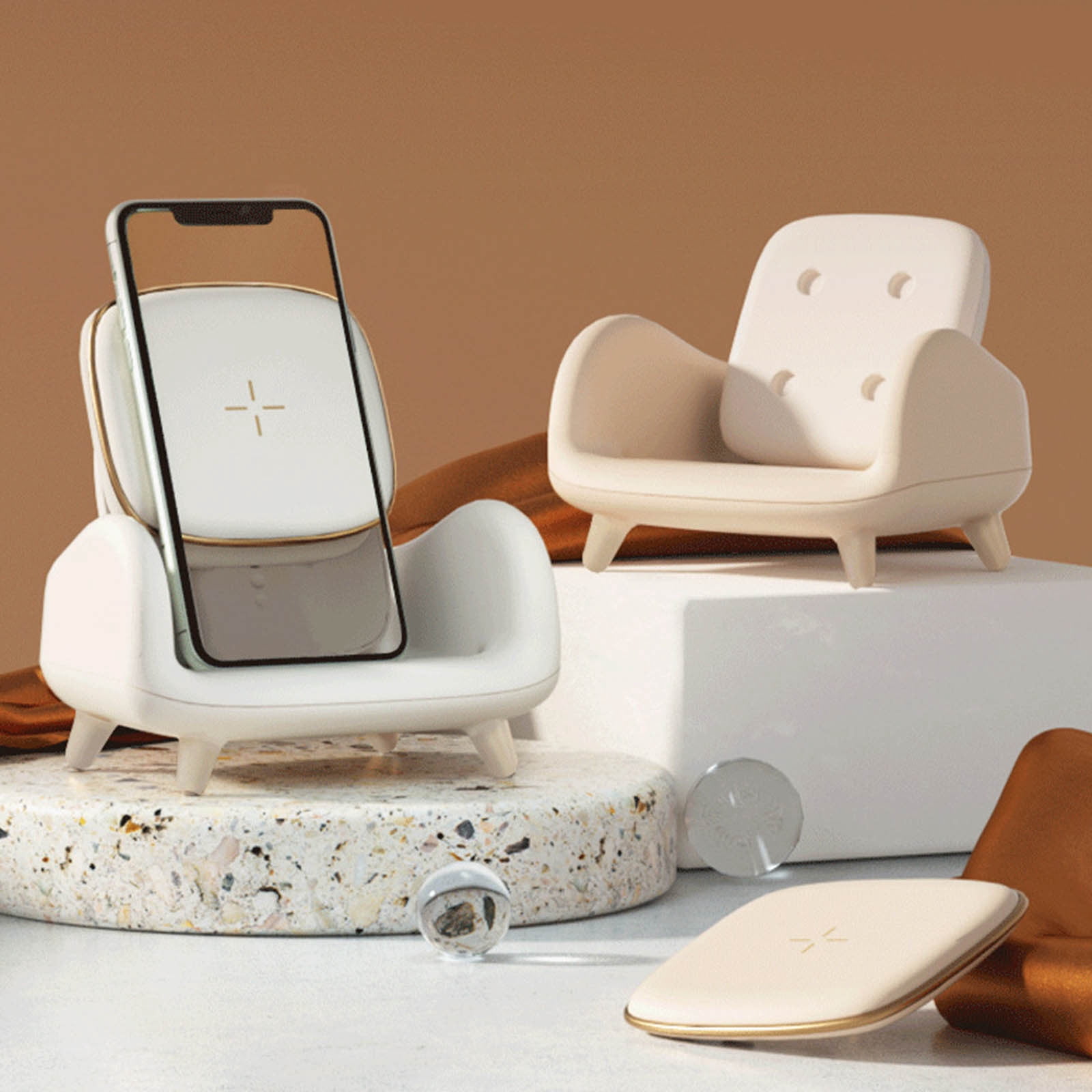 TopLLC Sofa Wireless Charging 2-in-1 Desktop 15W Wireless Magnetic Fast Charging Mobile Phone Holder Wireless Charger