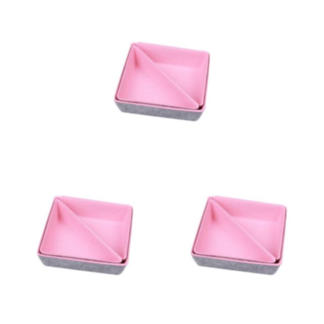 QualitChoice Home Hotel Felt Keys Tapes Phone Watch Storage Box Living Room Drawer Pens Remotes Jewellery Organizer Container Light Grey Pink 3PCS