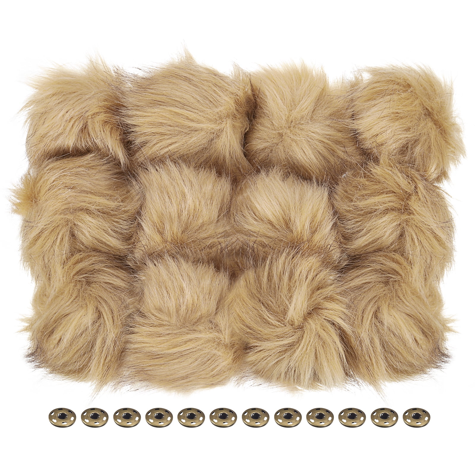 Unique Bargains Fluffy Soft Faux Fur Pom Poms for Hats with Snap Button, Khaki 12Pack