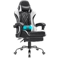 thumbnail image 1 of Homall Gaming Chair with Footrest Massage Office Chair Computer Racing Chair High Back PU Leather Chair,White, 1 of 7