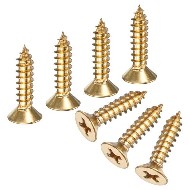 Uxcell Lot de 50 Vis à Bois, M5 x 20mm Laiton Phillips Tête Plate