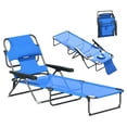 thumbnail image 1 of Outsunny Folding Lounge Chair w/ Reclining Back, Tanning Chair, Dark Blue, 1 of 10