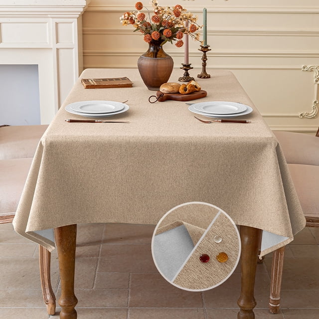 EARKITY Nappe Scandinave Housse de Table Serviette Imperméable Anti-Huile Nappe Tapis de Table Couleur Unie Imitation Lin Nappes