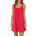 thumbnail image 1 of Robe Courte d'Été pour Femme de Plage - par-Dessus de Bikini, Sans Manches Évasée, Robe T-Shirt Décontractée Mini, Polyester, Tailles P - TTG, 1 of 4