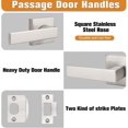 thumbnail image 3 of Leviers Mats pour Porte de Passage, Poignées Carrées pour Hall et Garde-Robe, Poignées de Porte Robustes pour Intérieur, Ensembles de Leviers Anti-Blocage Réversibles pour Porte Droitier/gauche, 3 of 7