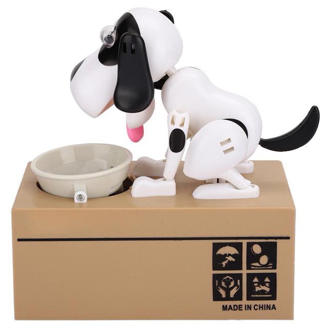 Tbest Chidren Birthday Gift Box Innovative Electric Cartoon Dog Eating Money Box Cute Saving Pot