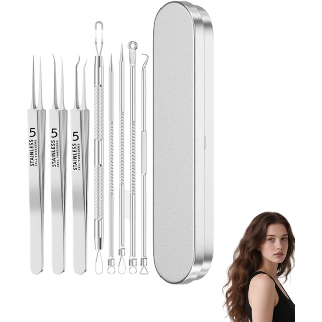 Classicous Blackhead Remover Tools, Stainless Steel Blackhead Remover Kit, Facial Blackhead Remover Tweezers, 14 in 1 Comedone Extractor Tools Set with Portable Case (8pcs)