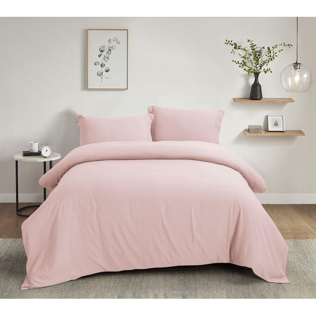Swift Home Ultra Soft Solid Duvet Cover Set, King, Blush