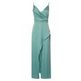 thumbnail image 4 of JGGSPWM Robe Longue à Col Bénitier pour Femme, Robe de Demoiselle d'Honneur Sirène à Bretelles Spaghetti Froncée, Robe de Soirée Formelle avec Fente, Vert G, 4 of 5