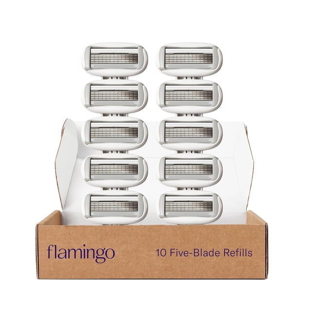 Flamingo Original Blades - Women's Razor Refill Pack for Comfortable Shaving - Aloe Vera & Shea Butter - Razor Head Replacements with 5 Sharp Blades - 10 Count