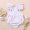 thumbnail image 2 of IROINID Barboteuse Réduite pour Bébé Fille Nouveau-Né Nourrisson Bébés Filles Vêtements Unis à Manches Volantées Barboteuse à Bretelles, Blanc, 2 of 9