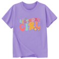 thumbnail image 3 of LUOGENLI T-Shirt pour Filles Filles Mode Décontractée Lettre Col Rond T-Shirt à Manches Courtes Haut 5 Chemises pour Filles Tendance de Grandes Marques Violet 3-4 Ans, 3 of 3