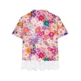 thumbnail image 4 of HVOBBTY T-Shirt Classique à Manches Courtes pour Fille, T-Shirt pour Filles à Col Rond Superposé avec Imprimé d'Indépendance, Blouse à Manches Courtes pour Enfants, T-Shirt en Dentelle Rose, 7 Ans, 4 of 4