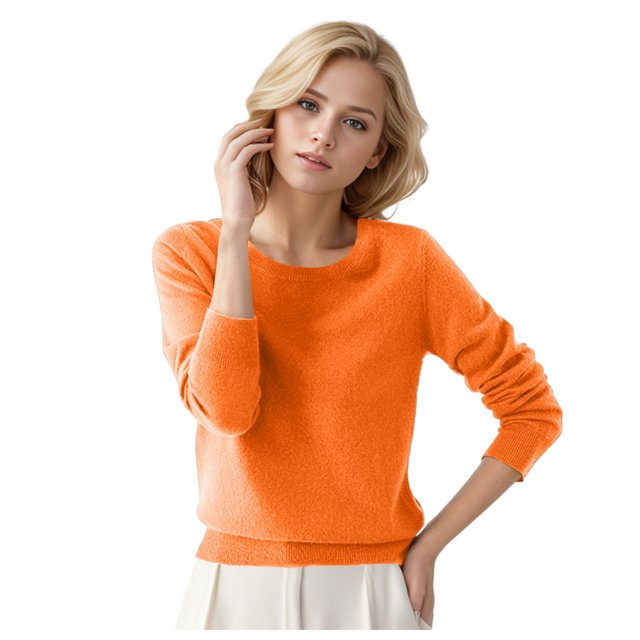 Chandail à Col Rond pour Femmes, Chandail Court pour Femmes, Chandail, Couleur Unie, Longs Chandails d'Hiver, Manches