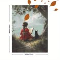 thumbnail image 3 of Girl Reading With Cat Library Canvas Wall Art 15.75x11.81 Inches, 3 of 8