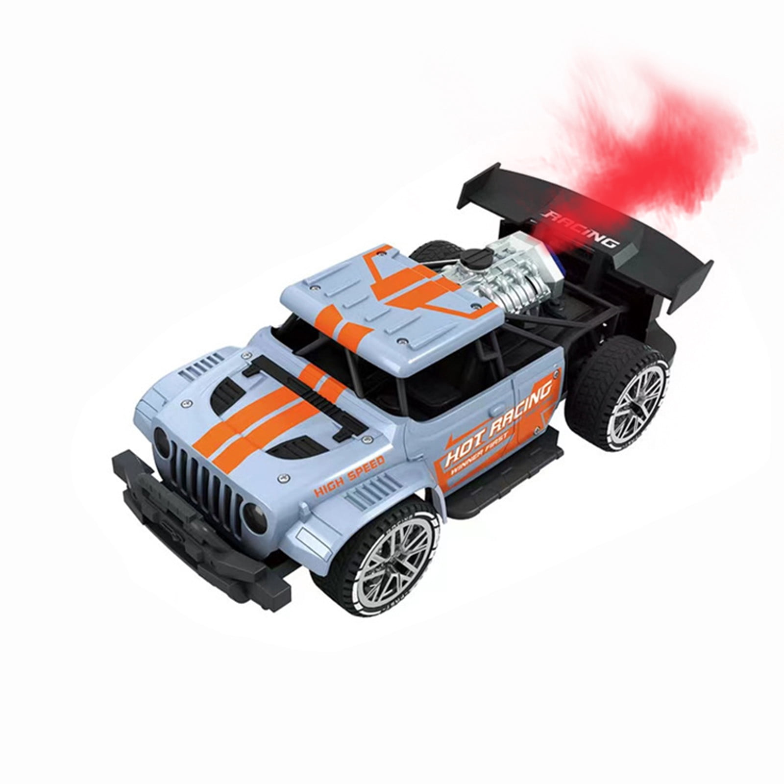 Blue 6-Channel Remote Control Stunt Car With Led Spray, High Speed Race Drift Rc Vehicle For Kids, 9.5X5.1X3.2 Inch Off-Road Toy Car