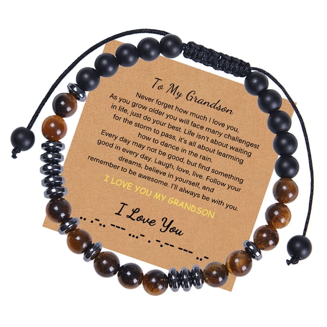 To My Son and Grandson Code Bracelet Natural Tiger'S Eye Bracelets Gift