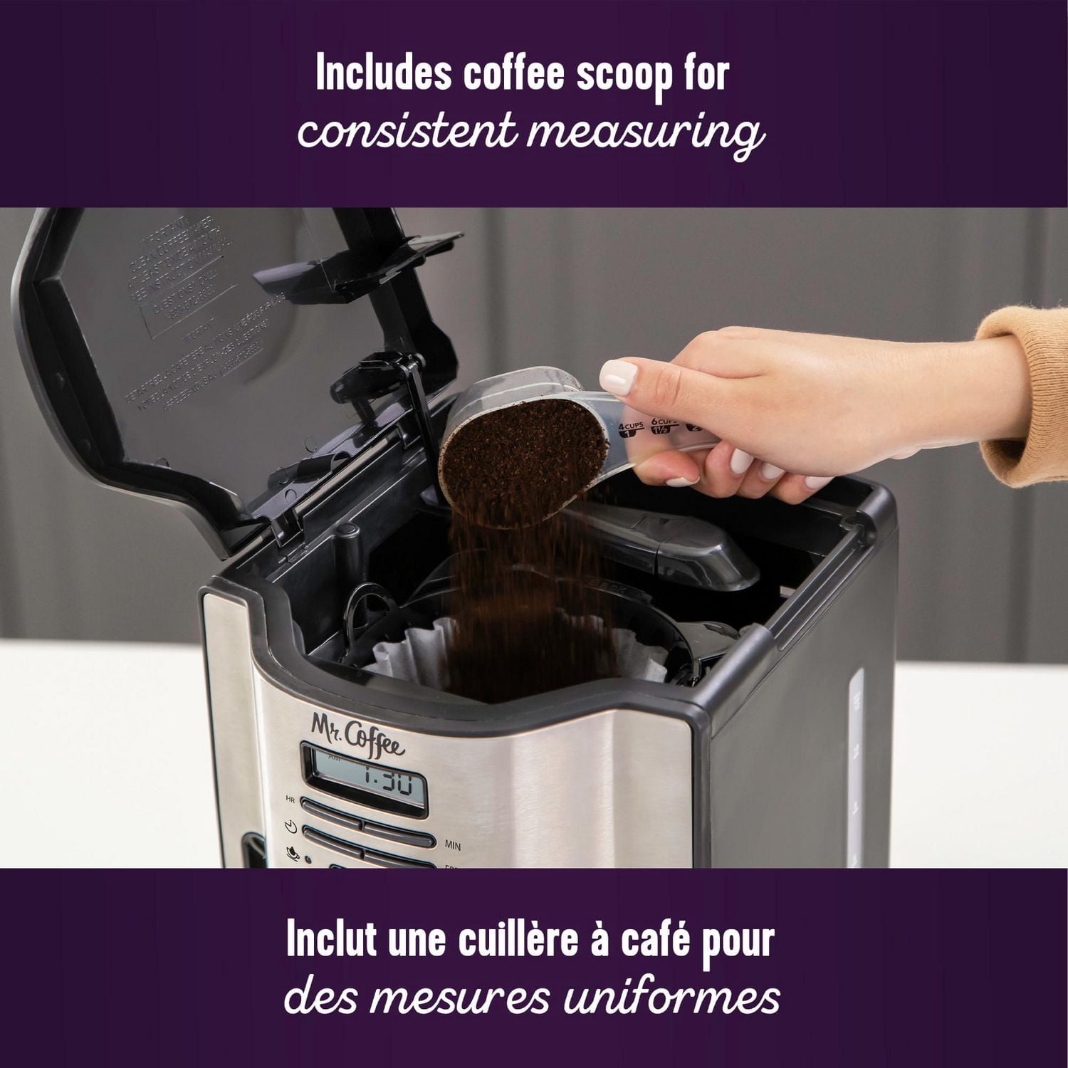 Cafetière programmable Mr. Coffee à 12 tasses avec système d'infusion rapide, acier inoxydable
