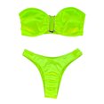 thumbnail image 4 of B91xZ Ensemble de Bikini String Triangle pour Femmes Rétro Halter Froncé Taille Haute Bikini avec Bas, Vert L, 4 of 5
