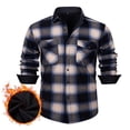 thumbnail image 1 of Lovzfmll Men's Flannel Shirt Jacket Fleece Lined Button Front Two Pockets Sky Blue, S, 1 of 4