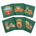 thumbnail image 1 of Inkdotpot Set of 6 Drink Coasters DecorativeNon,SlipCork Base4-inch Square PrintedCoastersEasy Clean- India Transport, 1 of 8
