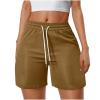 Plebaso Womens Casual Shorts Summer Drawstring Loose Shorts Solid Color Lightweight Walking Shorts for Women