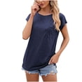 thumbnail image 3 of AherBiu Hauts d'Entraînement pour Femmes, Coupe Ample, Manches Cap, Col Ras du Cou, Haut Basique Confortable, T-Shirts, Chemises, Blouse, 3 of 4